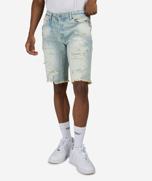Distressed Rip and Repair Denim Shorts
