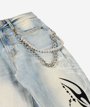 Flocked Thorn Heart Denim Jeans