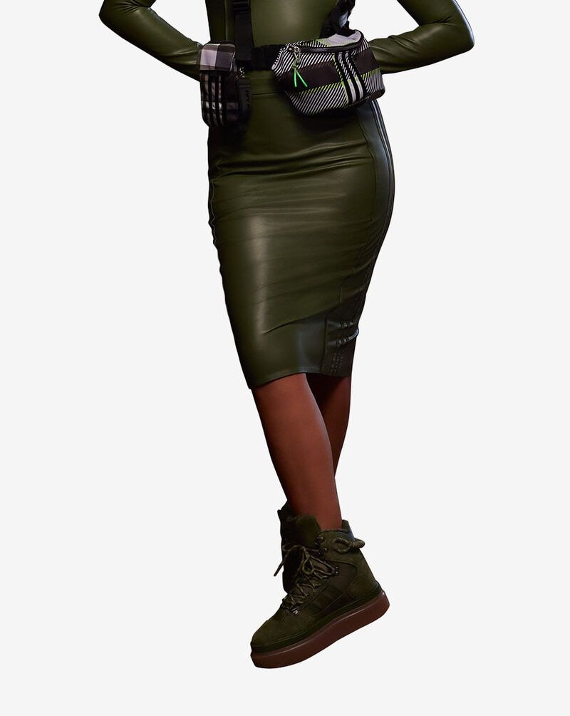 adidas IVY PARK Faux Leather Skirt HC5995 Green 1