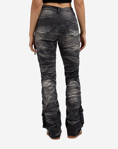 Stacked Whisker Wash Side Pinching Jeans Stacked Whisker Wash Side Pinching Jeans