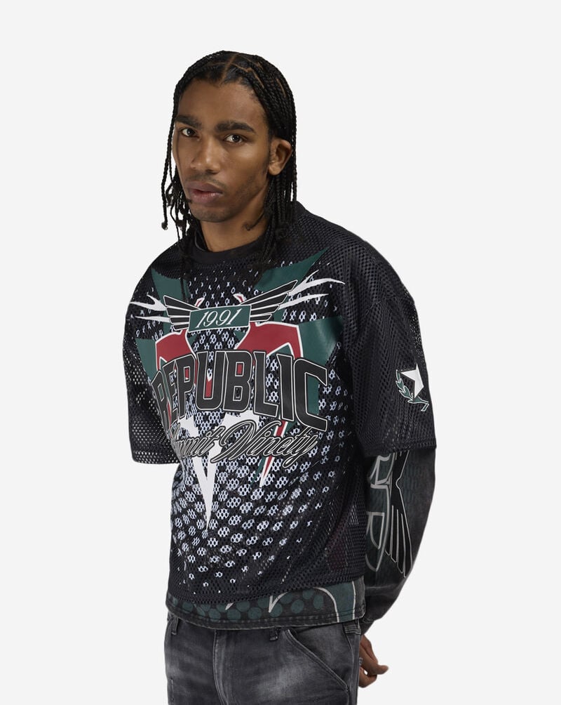 Smoke Rise Republic Mesh 2-FER Long Sleeve Tee KT26S451SN-JUN Black 1