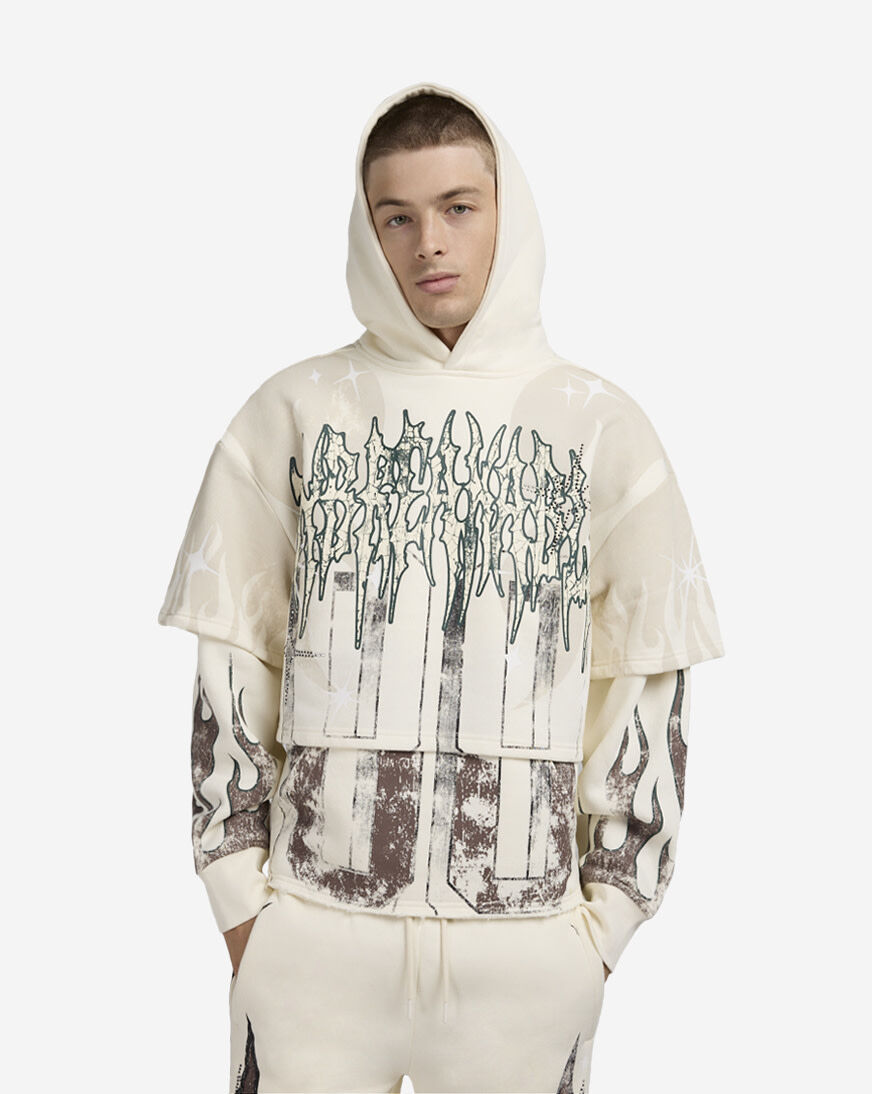 Shop Smoke Rise Unbreakable 2 Fer Hoodie FO25617SN-CHA cream