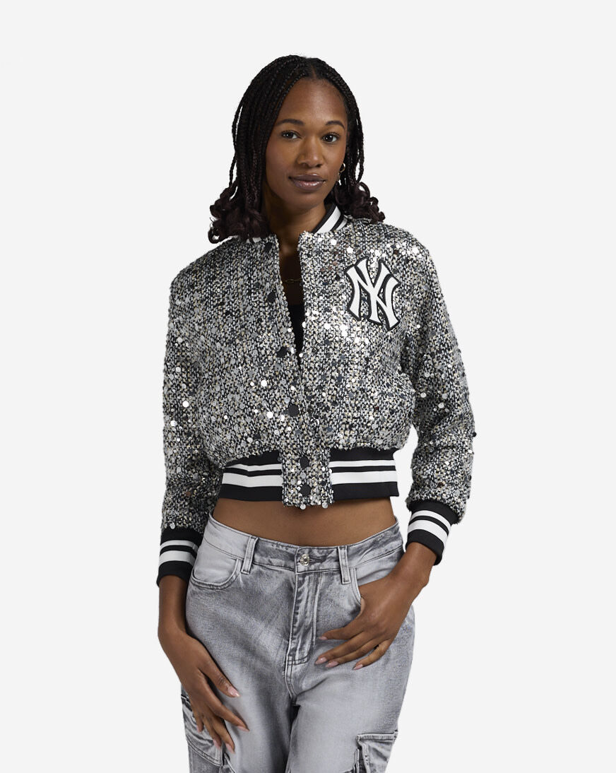 Shop PRO STANDARD New York Yankees Tweed Sequin Bomber LNYU316336 Shop PRO STANDARD New York Yankees Tweed Sequin Bomber LNYU316336