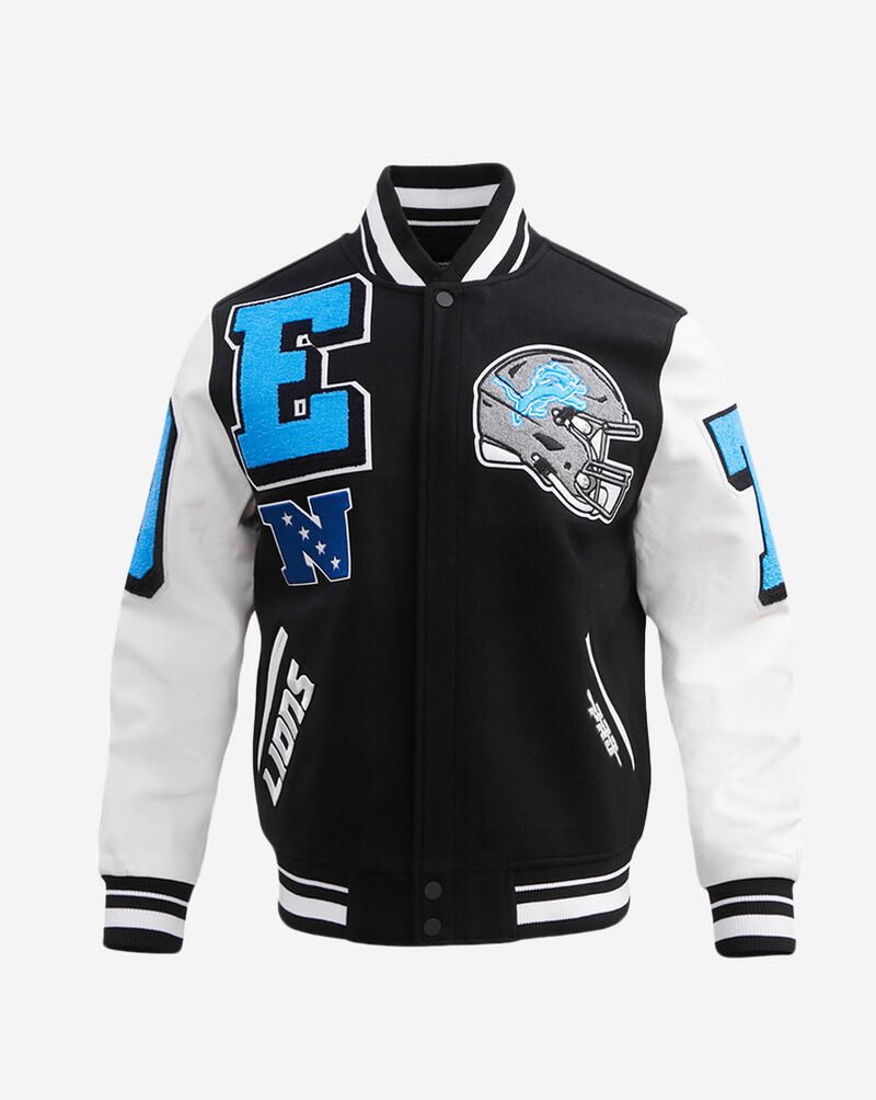 PRO STANDARD Detroit Lions Mashup Rib Wool Varsity Jacket  FDL6410475-BLW Black 1