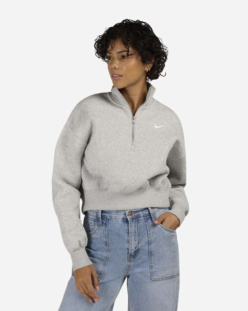 Nike NSW Phoenix Fleece 1/4-Zip Cropped Sweatshirt DQ5767-043 Grey 1