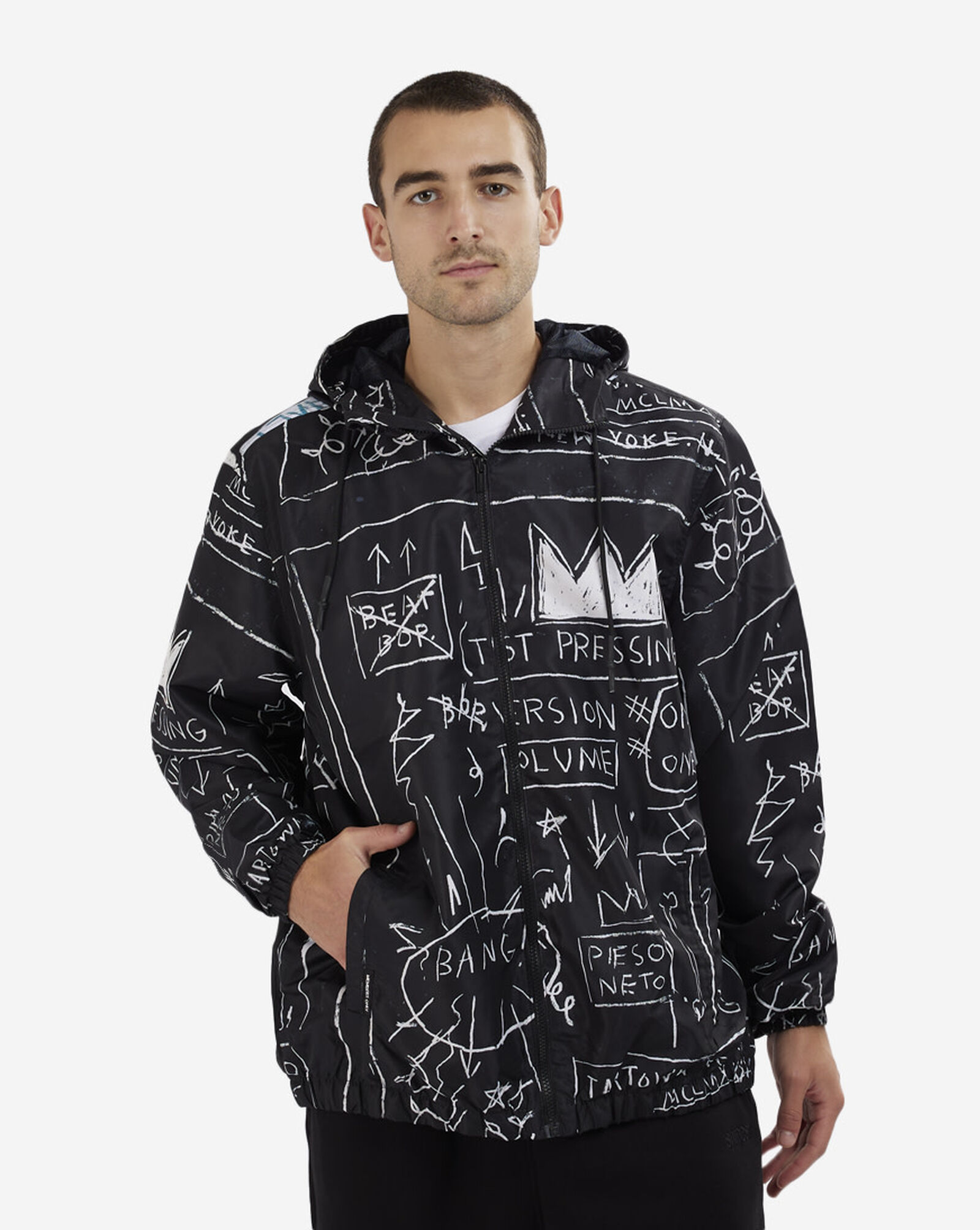 Shop MEMBERS ONLY Basquiat Cyclist Windbreaker Jacket MQ080202-BLK