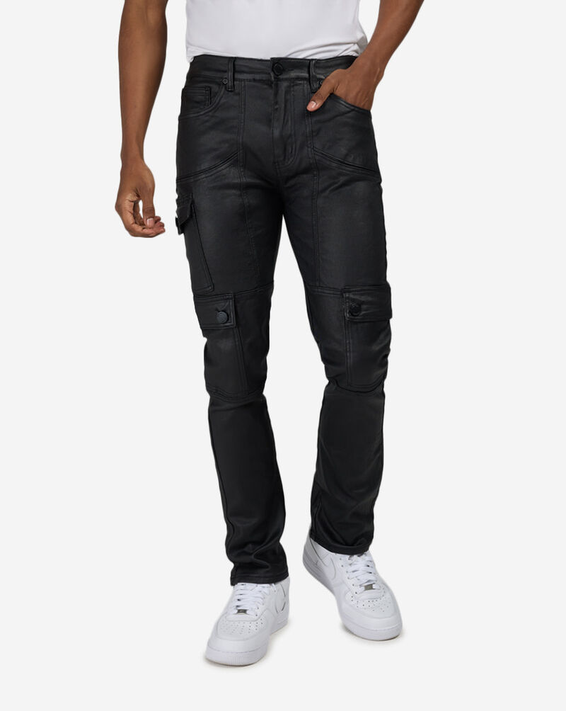 WAIMEA Waxed Cargo Jeans M8308T-BLK Black 1