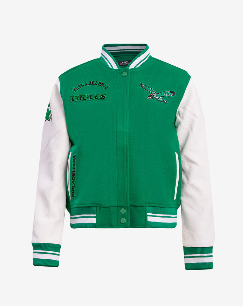 PRO STANDARD Philadelphia Eagles Retro Classic Rib Wool Varsity Jacket FPEH44149-KWH Green 1