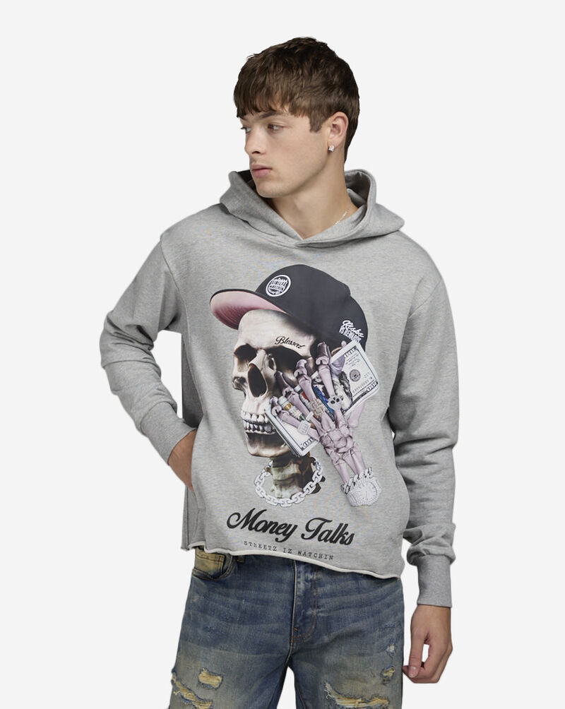 STREETZ IS WATCHIN Crop Money Talks Hoodie  CHDSIW5129-GRY Grey 1