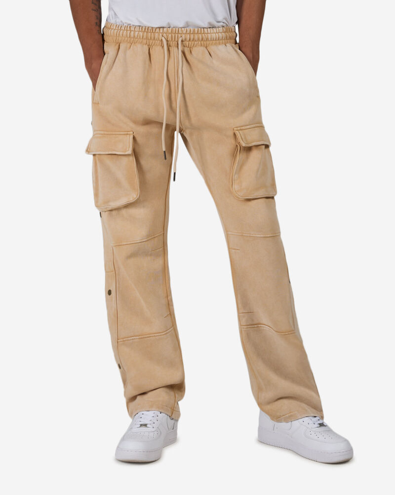 Bag Mafia BAG-MAFIA-M-APP-WASHED-CARGO-SWEATPANTS DEC-1000-KHA Beige 1