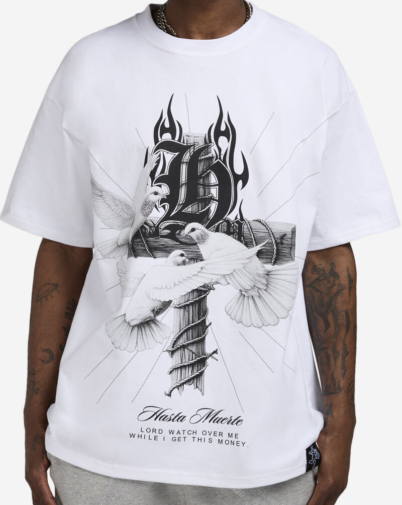Hasta Muerte Hasta Cross Doves Tee HMCROSSDVS01-WHT White 3