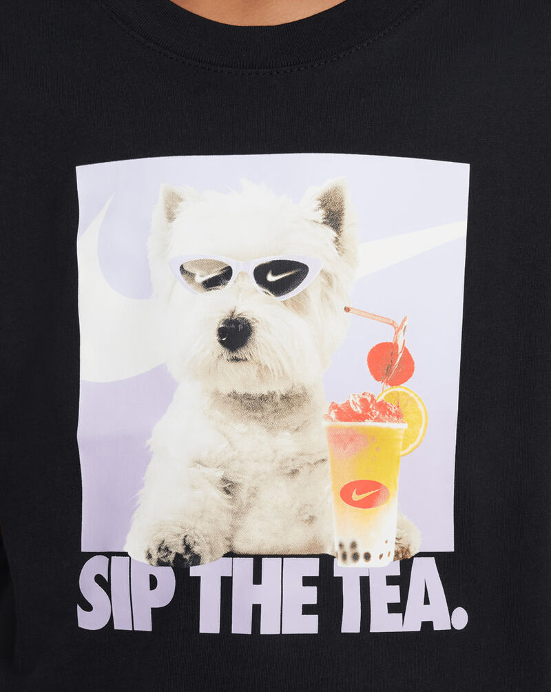 Nike Big Kids' NSW Sip The Tea Graphic T-Shirt HQ2337-010 Black 3
