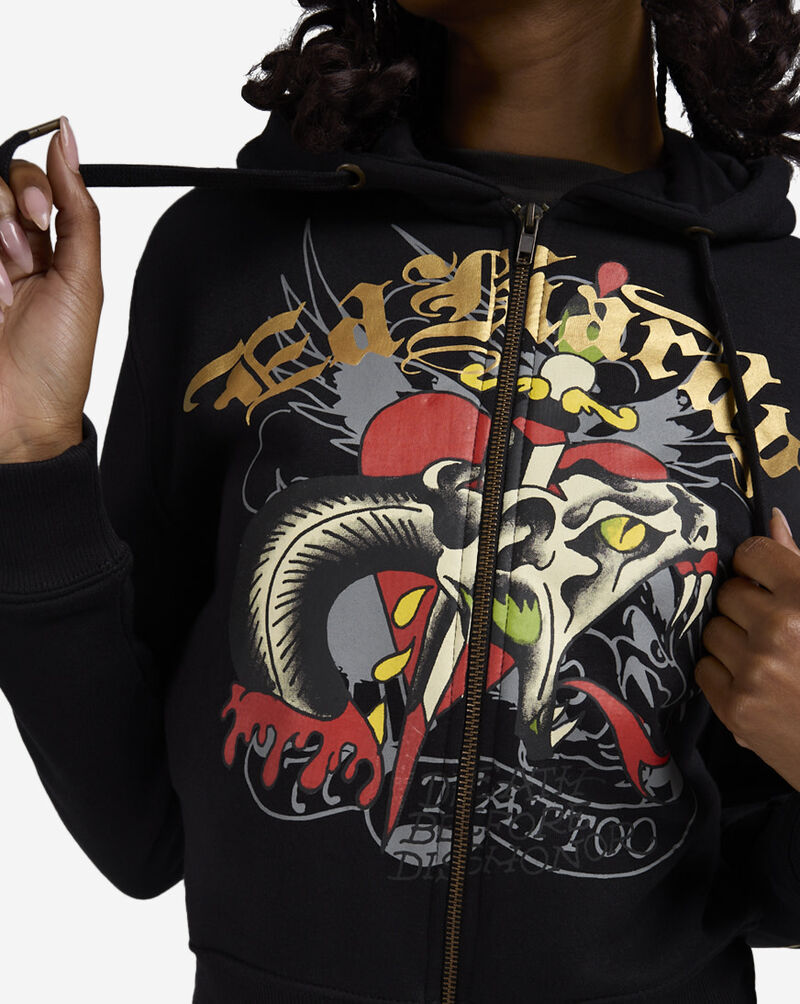 Ed Hardy Heart Snake Fleece Hoodie EHW1502-2 Black 3