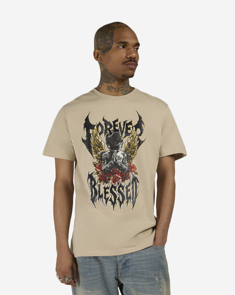 Mister Tee Gloss Forever Blessed Tee MTUS521-US-03872 Beige 1