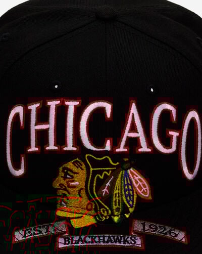 59Fifty Chicago Black Hawks Oversized Script Fitted Hat 59Fifty Chicago Black Hawks Oversized Script Fitted Hat