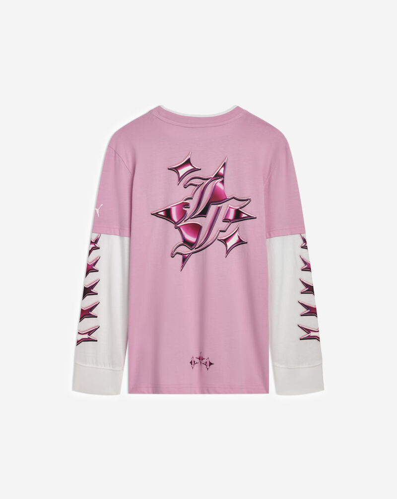 Puma Grade School Melo X LaFrance CTN Long Sleeve Jersey Tee PSP26M9T-21371 Pink 3
