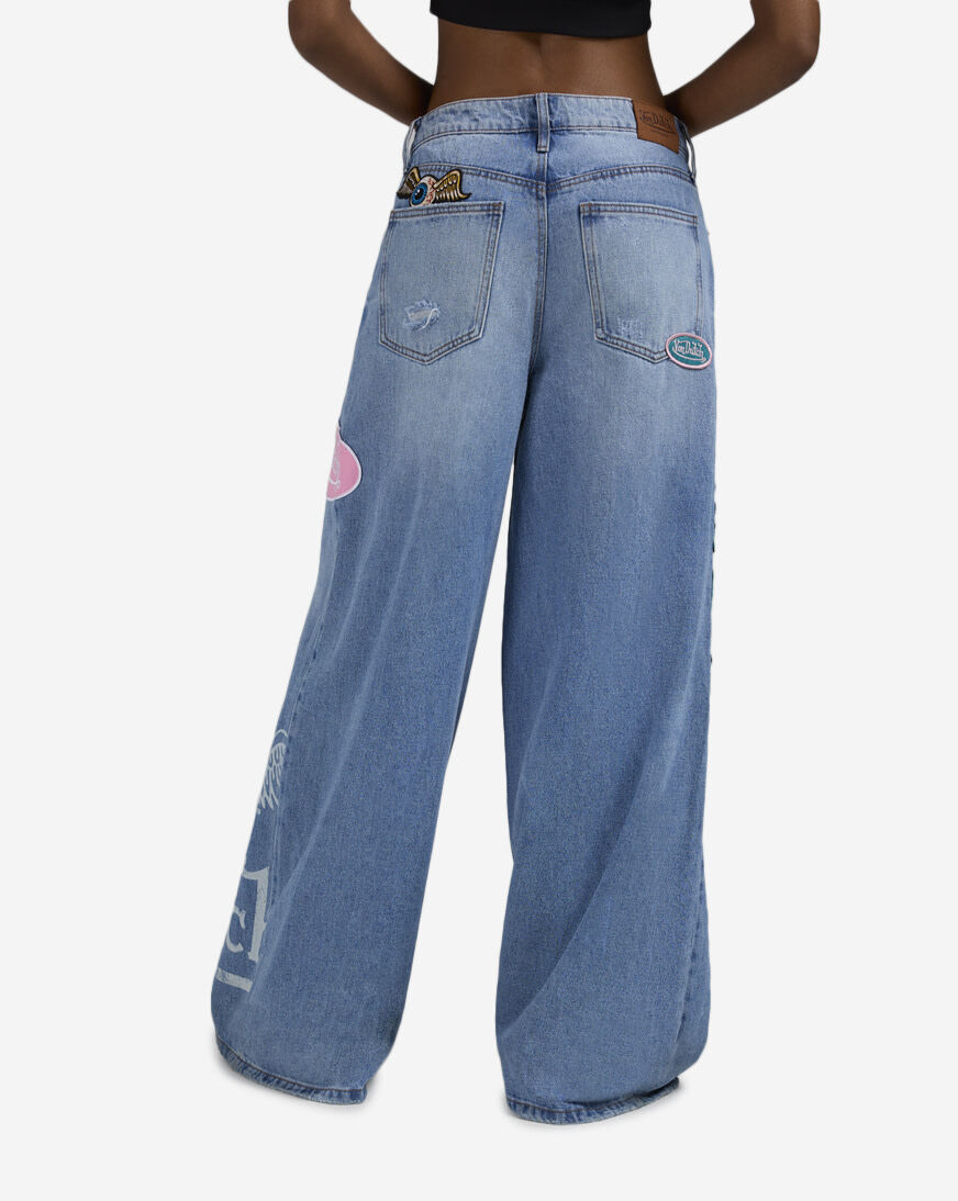 Shop Von Dutch Wide Leg Slouchy Jeans VD26437FB26 blue | SNIPES USA