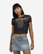 Dragon Print Mesh Cropped Tee