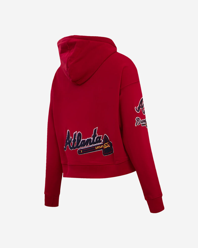 PRO STANDARD Atlanta Braves Classic Fleece Cropped Pull Over Hoodie  LABC34341-RED Red 3