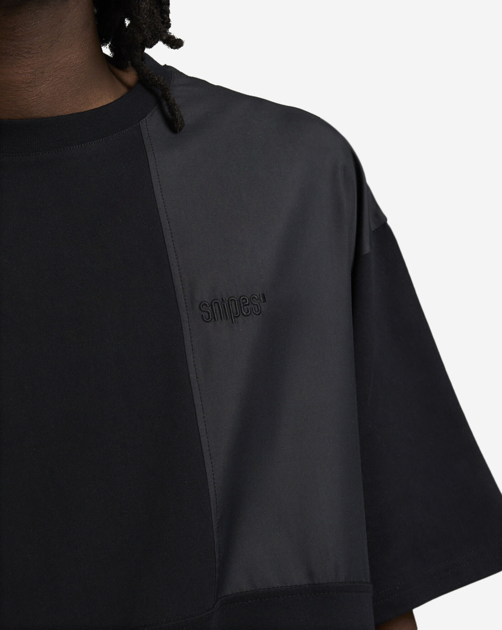 Shop SNIPES Oversized Contrast Fabric Tee SNQ225001M-BLK black | SNIPES USA