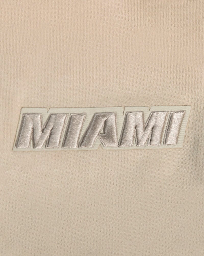 PRO STANDARD Miami Heat Neutral Drop Shoulder Fleece Pull Over Hoodie BMH558734-TAU Beige 4