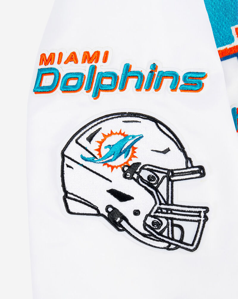 PRO STANDARD Miami Dolphins Mash Up Rib Satin Jacket FMD6410443-WBL White 4