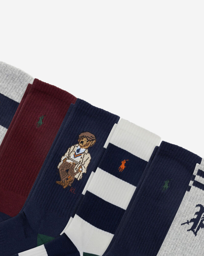 Polo Ralph Lauren Head Of The Charles Bear 6Pk Crew Socks (L) 821594PK3-991 Multi 2