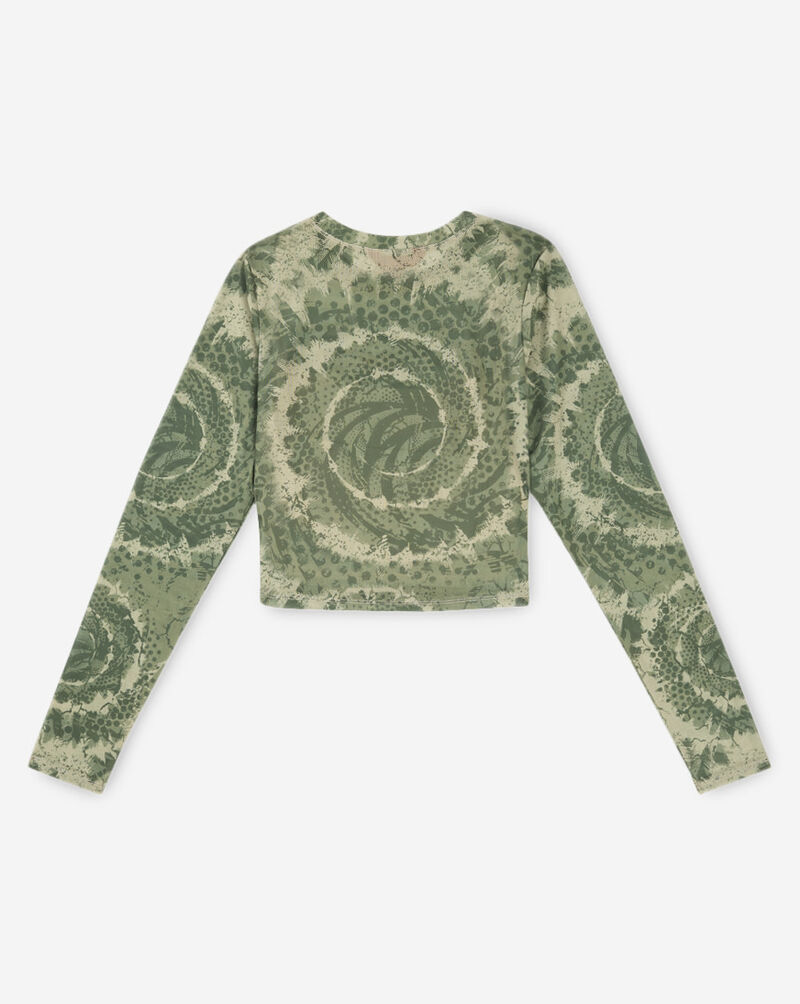 Smoke Rise Printed Long Sleeve Mesh Top RKT26S416SNZ-OIL-GREEN Green 3