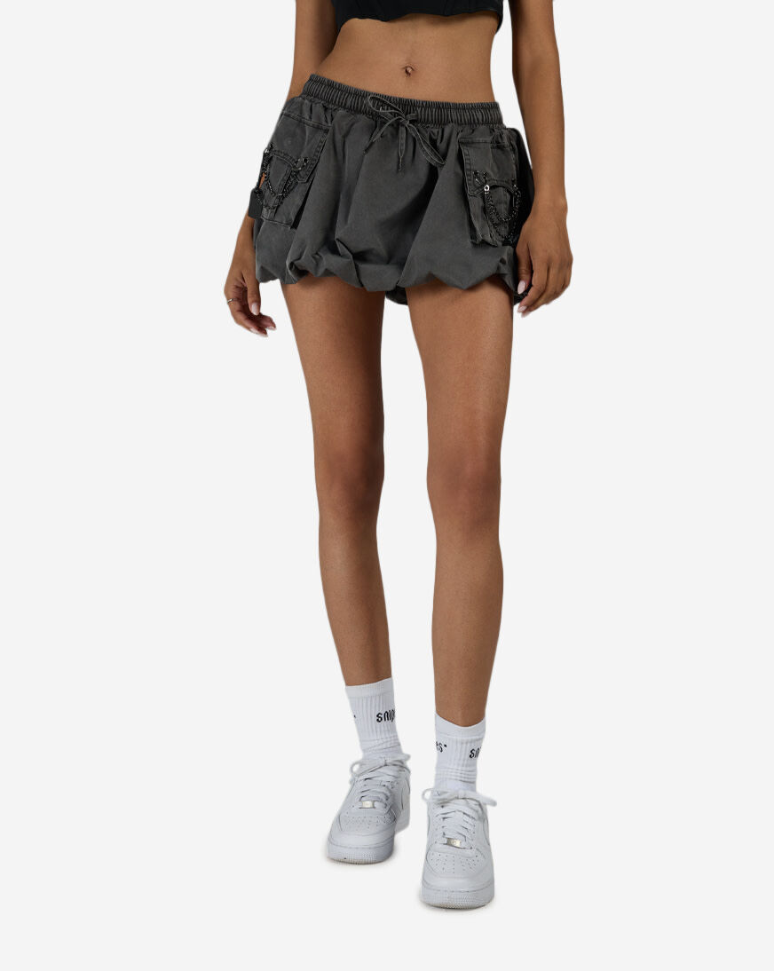 Shop Smoke Rise Washed Nylon Bubble Skirt RWS26S417SN-WASHEDBLACK