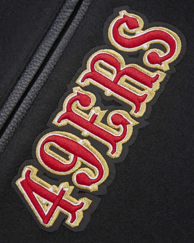 PRO STANDARD San Francisco 49Ers Mash Up Rib Wool Varsity Jacket FS46410415-BRK Black 2