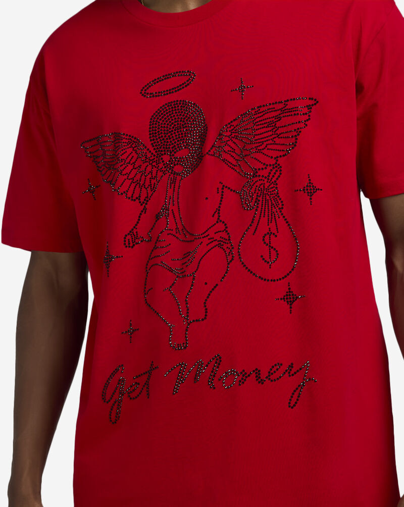 Hasta Muerte Stars Get Money Rhinestone Tee HMANGLSTNE-RED Red 3