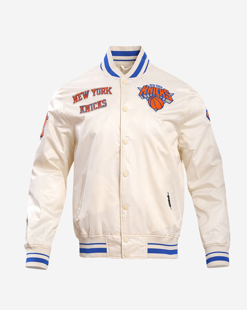 PRO STANDARD New York Knicks Retro Classic Rib Satin Jacket BNK656097-ERB cream 1