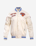 PRO STANDARD New York Knicks Retro Classic Rib Satin Jacket BNK656097-ERB cream 1