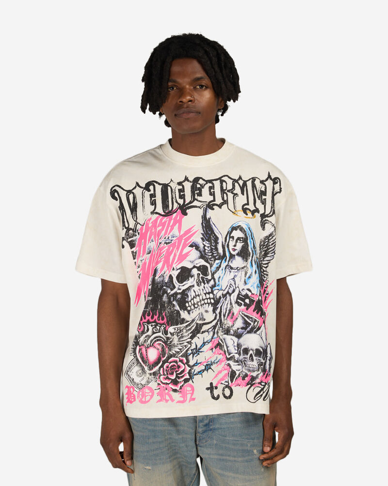 Hasta Muerte Born To Win Gothic Tee HMBTW003-CRM cream 1