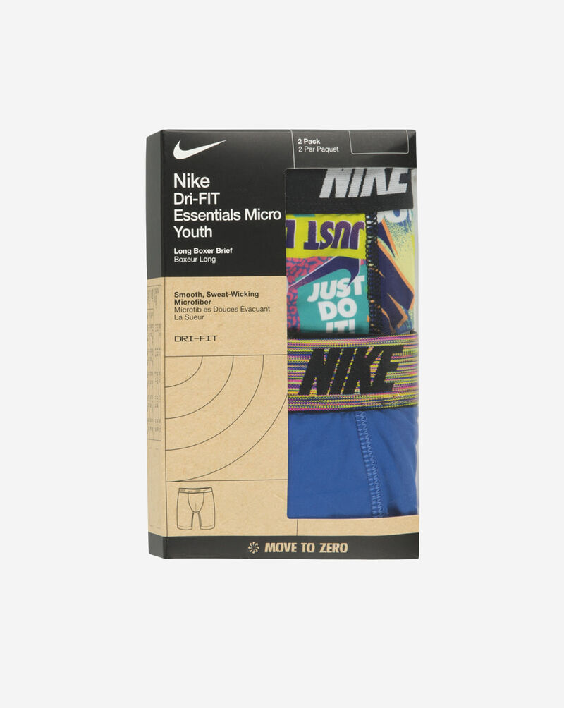 Nike Big Kids' 2PK Printed Long Boxer Briefs 9N1222-U89 Blue 4