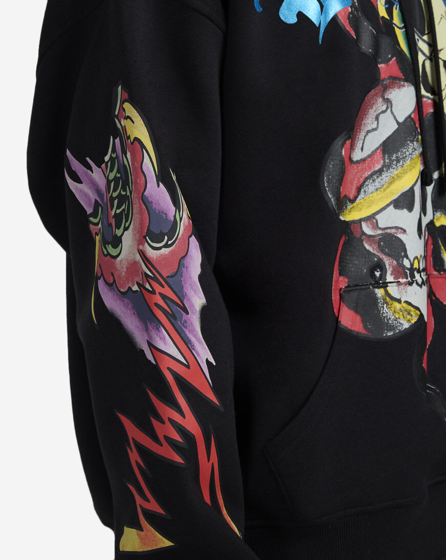 Shop Ed Hardy Skull Pullover Hoodie EHM13021RS-BLK black | SNIPES USA