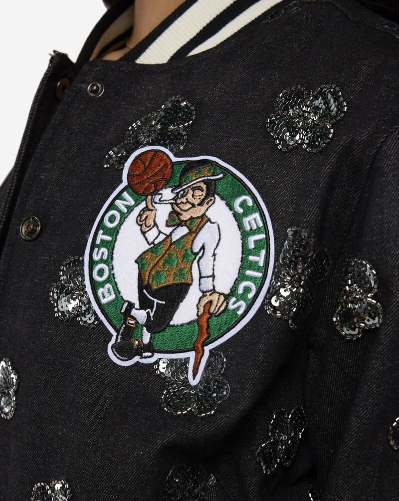 PRO STANDARD Boston Celtics Denim Sequin Bomber BBCU516837-DBK Black 3