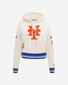 New York Mets Retro Classic Rib Fleece Cropped Pullover Hoodie