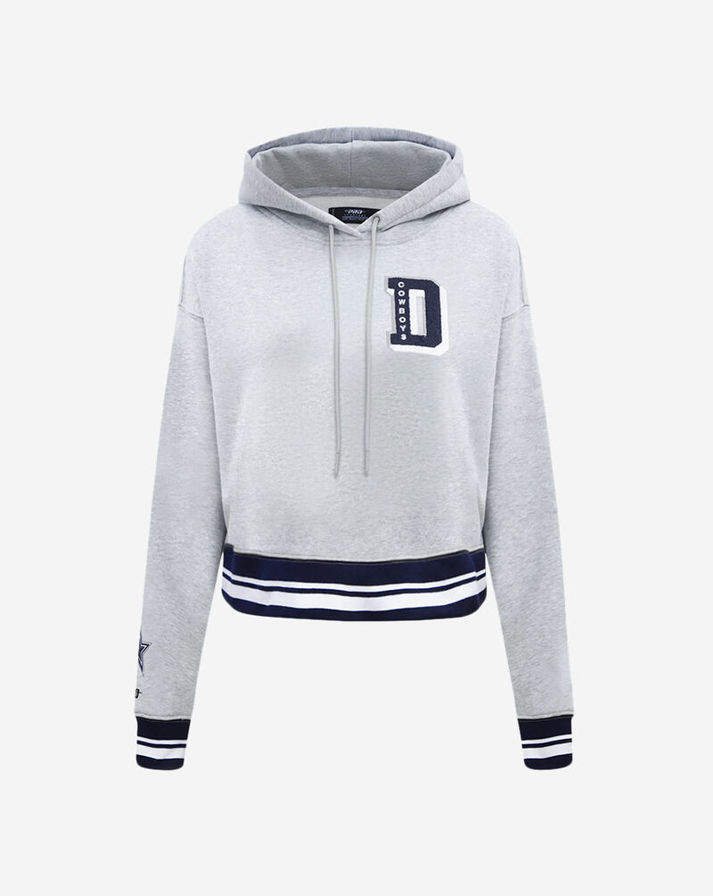 PRO STANDARD Dallas Cowboys Mash Up Rib Fleece Cropped Pull Over Hoodie FDCC42382-HMN Grey 1
