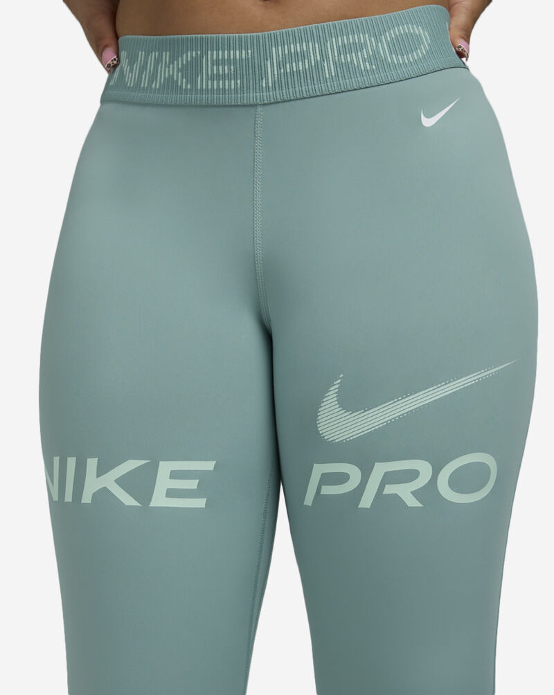 Nike Pro Mid-Rise 7/8 Mesh-Panel Graphic Leggings HV2306-017 Green 3