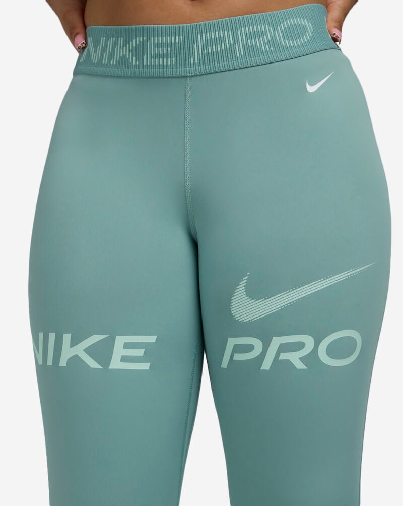 Nike Pro Mid-Rise 7/8 Mesh-Panel Graphic Leggings HV2306-017 Green 3