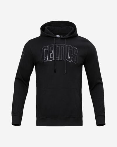 Boston Celtics Triple Black Double Knit Pull Over Hoodie