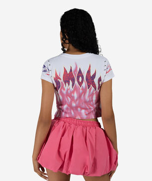 Rib Knit Flame Rhinestone Tee