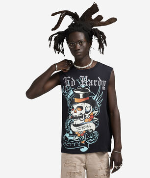 Skull Top Hat Muscle Tank