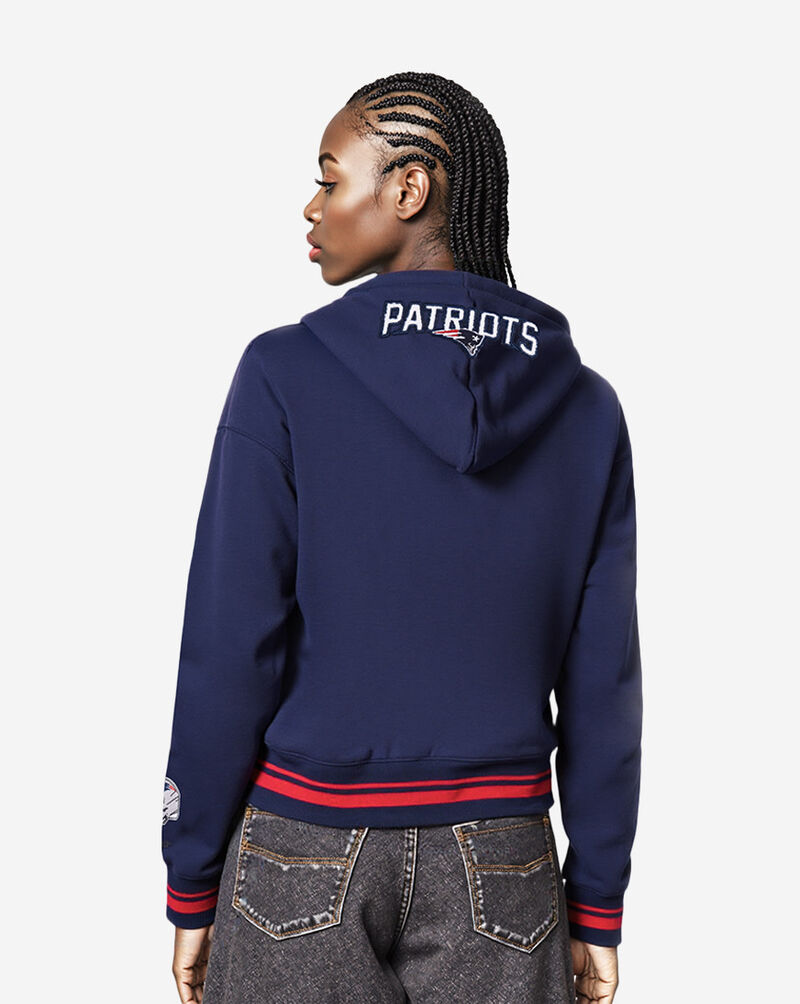 PRO STANDARD New England Patriots Mash Up Rib Fleece Cropped Pull Over Hoodie FNPC410360-MRM Blue 3