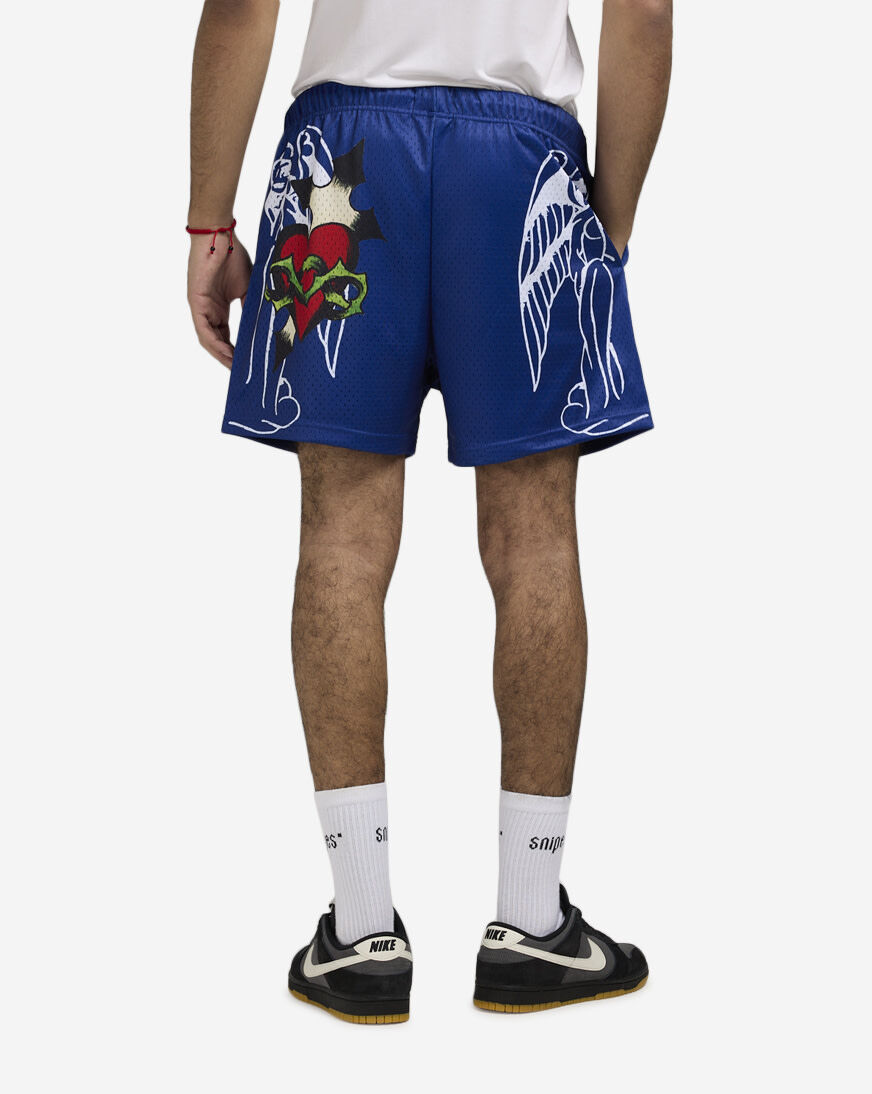 Shop Ed Hardy Cross Snake Mesh Shorts EHM8004-6-BLU blue