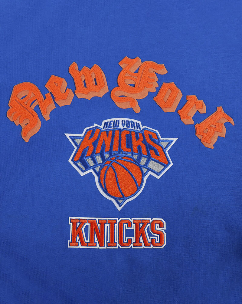 PRO STANDARD New York Knicks Old English Cropped Pullover Hoodie BNKC515703-RYB Blue 2