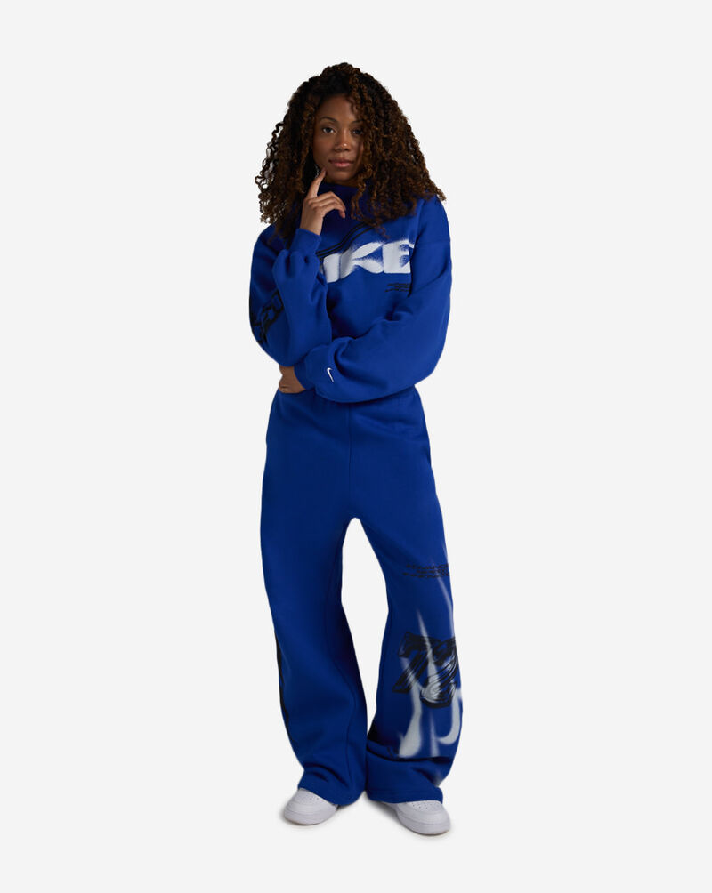 Nike Studio Fleece Medium Weight Cropped Oversized Pullover Hoodie IV4952-417 Blue 4