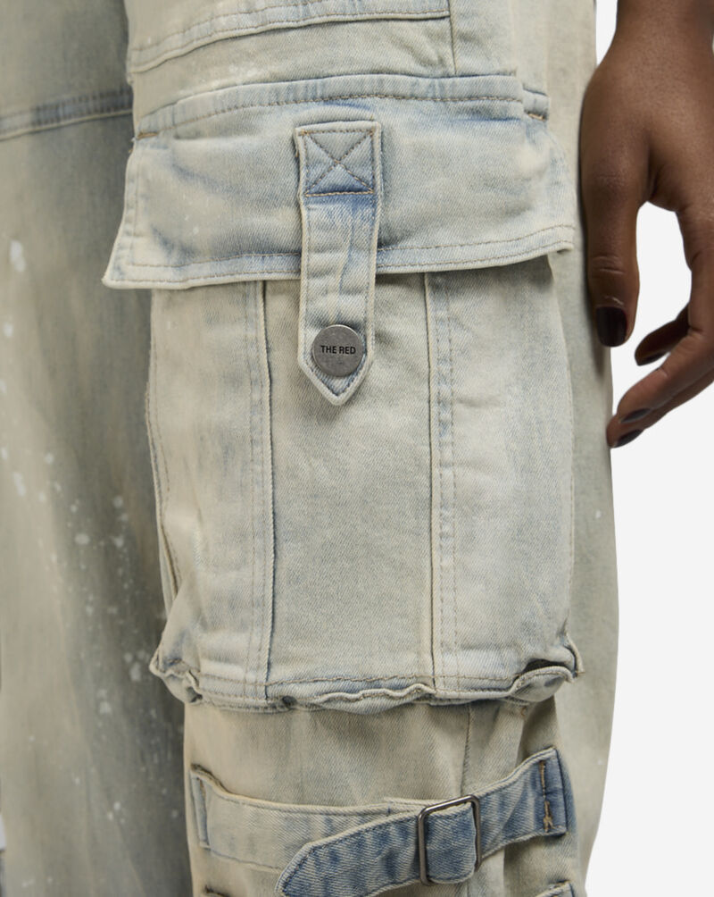 Smoke Rise Splatter Paint Cargo Pants AP25115-LEBL Blue 3