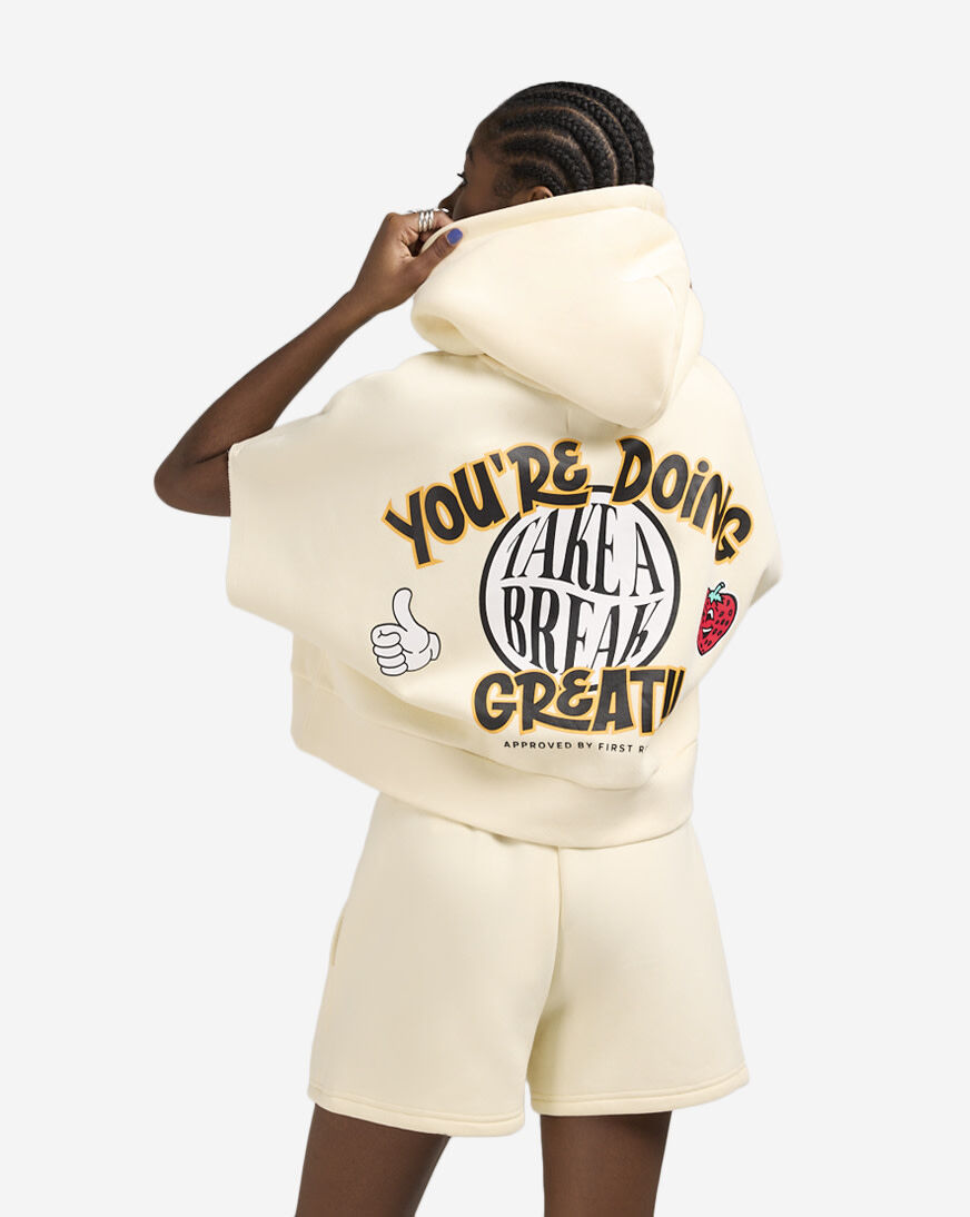 Shop First Row Graphic Patch Fleece Pullover Hoodie